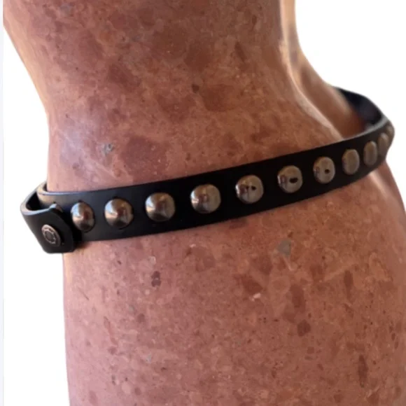 Black Studded Belt, Black Belt, Silver Studs, Punk Aesthetic - Picture 4 of 9